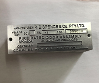 Placas de Puerta Personalizadas de Aluminio Chapado en Oro con Impresión Antigua, Clasificación de Resistencia al Fuego, Código QR y Número de Serie Grabados, Equipo de Seguridad Industrial