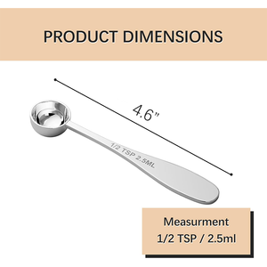 Cuchara medidora de acero inoxidable de grado alimenticio de alta calidad logotipo personalizado 2,5 ml 5ml cuchara de té de café Matcha de Metal con caja de regalo - Product Image 2