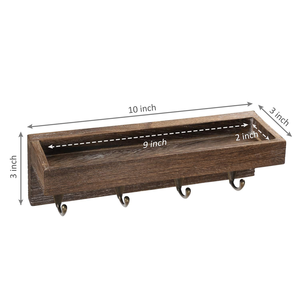 <span class=keywords><strong>Porte</strong></span>-clés mural moderne en bois rustique, organiseur de courrier, étagère flottante à trois niveaux, 4 crochets métalliques, entrée, couloir, chambre, bureau - Product Image 6