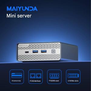 คอมพิวเตอร์ขนาดเล็ก Intel N100/N150 DDR5 พร้อมช่องใส่ PCIe3.0 NVMe 4 ช่อง สำหรับใช้เป็น NAS Server เหมาะสำหรับธุรกิจขนาดเล็ก ระบบจัดเก็บข้อมูลแบบเชื่อมต่อเครือข่าย และคลาวด์เซิร์ฟเวอร์ - Product Image 1