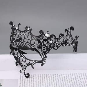 DAMAI Masquerade Mask for Women Metal Diamond Lace Mask Shiny Rhinestone Venetian Party Metal Mask for Halloween Party Decor - Product Image 3