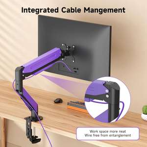 Support d'écran unique réglable pour moniteurs <span class=keywords><strong>de</strong></span> 13 à 32 pouces, <span class=keywords><strong>bras</strong></span> <span class=keywords><strong>de</strong></span> <span class=keywords><strong>moniteur</strong></span> avec fixation VESA, base à pince et passant <span class=keywords><strong>de</strong></span> câble, compatible avec les moniteurs <span class=keywords><strong>de</strong></span> 4,4 à 19,8 lb - Product Image 6