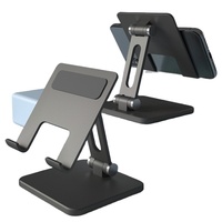 Support de téléphone en aluminium avec logo personnalisé, support de bureau réglable pour iPhone, Android et tablettes (portable et compatible OEM)