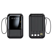Banco de Energía Portátil OEM con Logotipo Personalizado, 10000mAh, Cargador Rápido de 10W, 4 Cables Integrados, Pantalla LED Digital, Mini Estación de Energía
