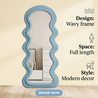 Miroir sur pied en velours arqué en flanelle pour la décoration de la salle de bain à domicile