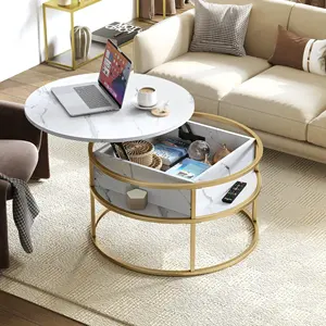 Гостиная современный круглый подъемный столик журнальный столик со скрытым отсеком для хранения