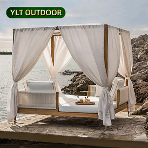 Nordic teak समुद्र तट डेबेड वाटरप्रूफ पूल के साथ टक आउटडोर फर्नीचर सेट गार्डन चेज़ सोफा बुना हुआ रस्सी समुद्र तट - Product Image 1