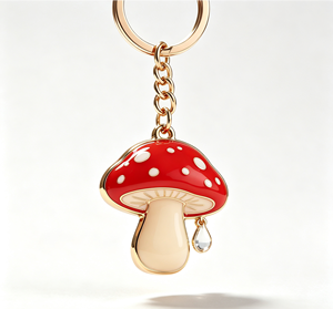 Red Mushroom Metal Key Chain Enamel <b>Charm</b> <b>Keyring</b> Gold Tone Pendant Bag Accessory Gift - Product Image 2