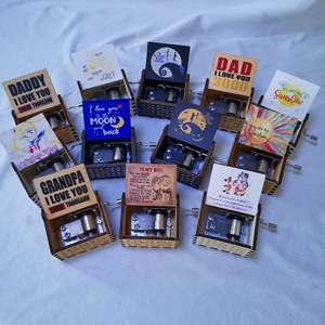 Mini Wood Custom words Music Boxes Mechanism Movement Hand Crank Music Box