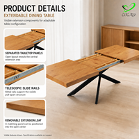 Table à manger extensible en MDF, simple, minimaliste, compacte, pour cuisine, appartement, maison, 8 personnes, montage facile