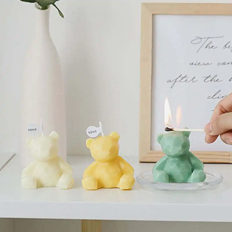 INS lilin beruang lucu lilin kedelai beraroma lilin aromaterapi/lilin ornamen hadiah untuk rumah dekorasi pesta pernikahan mandi bayi