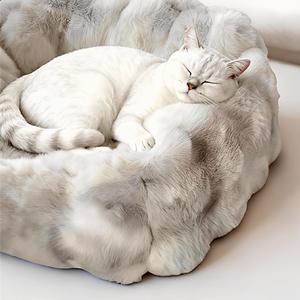 부드러운 고양이 침대 겨울용 두꺼운 반폐쇄형 플러시 원형 애완동물 침대 플란넬 탈부착 가능 세탁 가능 애완동물 소파 - Product Image 2