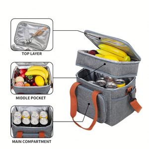 Sac à déjeuner isotherme de grande capacité pour le camping en plein air, sac à bandoulière pour adulte, sac à déjeuner imperméable et isolé pour le travail - Product Image 2