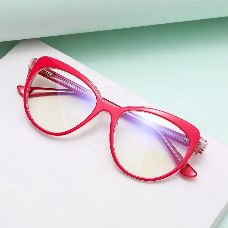 2022 China Factory Großhandel Mode Brillen Custom ized Multi color Clear Lens Cat Eye TR90 Optische Brille Rahmen