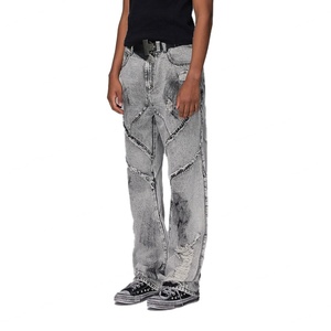 Jean slim droit personnalisé pour homme – Gris délavé – Tissu en coton – Effet vieilli et déchiré – Pantalon en jean pour homme - Product Image 2