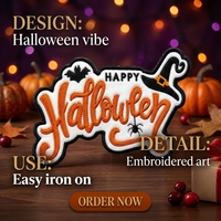 Approvisionnement direct usine : Nouveaux motifs personnalisés pour Halloween – Écussons brodés thermocollants et appliques brodées à repasser pour vêtements