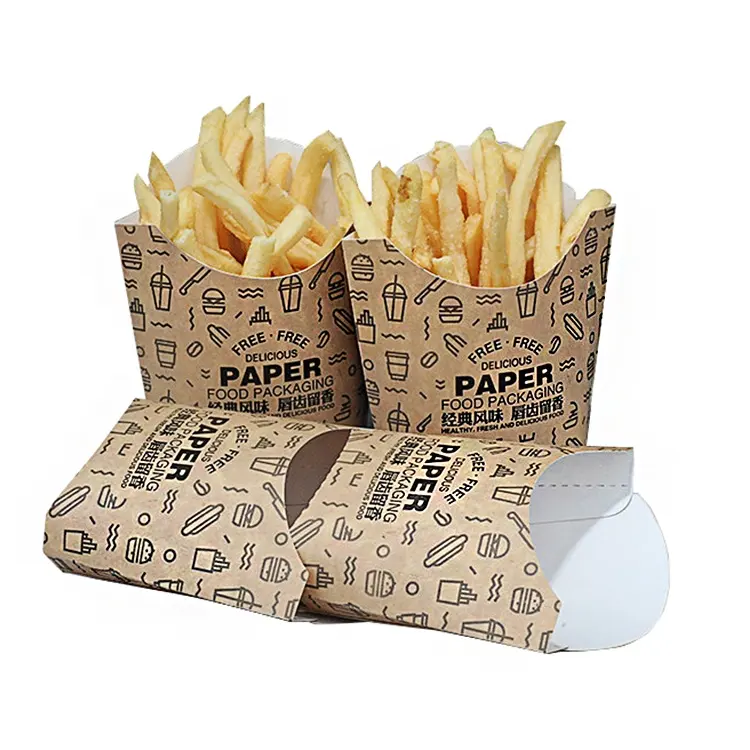 Hot Sale Food Grade Snack Box und zum Mitnehmen Pommes Frites Box Großhandel benutzer definierte Kraft papier Shawarma Pommes Box Verpackung