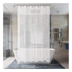 CF BCPE18-CL Clear Waterproof Cute Lightweight Vinyl PEVA EVA Shower Curtains for Bathroom with Weighted Bottom & Magnets