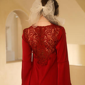 S8027F abito da cerimonia nuziale da donna coda di drago <span class=keywords><strong>Lale</strong></span> in raso elegante veste Sexy Pour Femme - Product Image 4