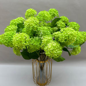H-367solid non-effondrement 3 têtes en plastique hortensia fleurs Faux boule verte maison mariage décor hortensia artificiel géranium Bush - Product Image 4