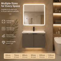Ensemble de meuble-lavabo mural moderne en céramique avec miroir LED intelligent, double vasque et meuble de rangement étanche
