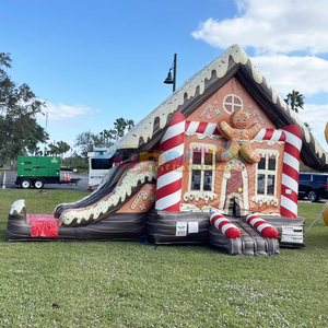 Christmas holiday gingerbread <b>house</b> <b>inflatable</b> bounce <b>house</b> and slide combo commercial bouncy castle for kids - Product Image 2