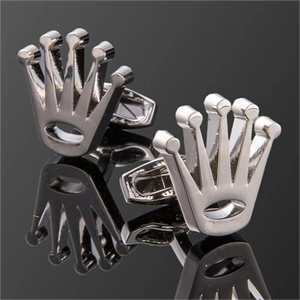 フレンチクラウン結婚式金メッキ真鍮カフリンクス男性用高級 - Product Image 2