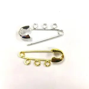 4 CM Plain Gold Silver Baby Pin Small AYATUL KURSI Mashallah Safety Pins With 3 Loops For DIY