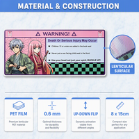 Autocollant d'avertissement 3D lenticulaire à effet de mouvement Anime, étanche en PET, 15*7 CM, motif dessin animé, décoratif pour rétroviseur intérieur de voiture, cadeau