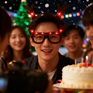 Gafas LED con Cuernos de Reno Navideños, Accesorios para Fiestas, Directo de Fábrica, Batería Ultra Larga 3*LR41, Experiencia de Uso Cómoda - Product Image 4