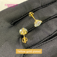 Cadermay Moissanite Solitaire Boucles D'oreilles 5mm 6.5mm 8mm 9mm VVS Moissanite Diamant 3 Prongs Martin Boucles D'oreilles pour Femmes Hommes Cadeau