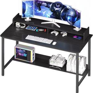 Mesa de Computadora de Madera con Estructura de Metal y Soporte para Monitor, Convertible, para Dormitorio o Sala de Estar - Product Image 2