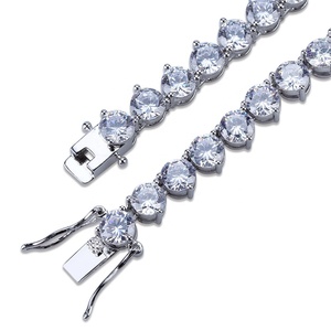 Hip Hop <span class=keywords><strong>maschio</strong></span> 3mm 4mm 3 Claw Tennis Chain <span class=keywords><strong>collana</strong></span> gioielli ottone <span class=keywords><strong>collana</strong></span> da Tennis placcata Color oro/argento - Product Image 4
