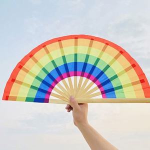 Grands ventilateurs pliants imprimés personnalisés de haute qualité poignée en bambou ou en plastique pour la musique de club et la danse - Product Image 4