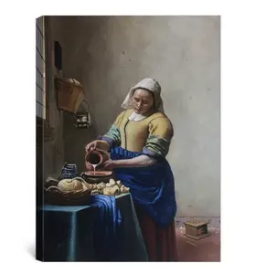 100% Handpainted Famous Reproduction The Milkmaid Artist Oil Painting of Johannes Vermeer