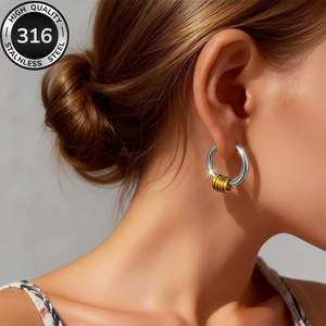 20206, Pendientes de Acero de Titanio para Hombre, Estilo Hip Hop, Sencillos y Modernos, Gran Venta en Japón y Corea del Sur - Product Image 1