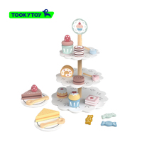 Itchen-juego de cocina de postre de caramelo, torre de juguete de macarrón de la tarde, mesa de aperitivos de doble capa, simulación de Pastel de galletas