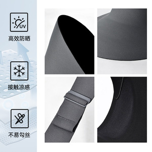 Visière solaire sans couture pour femmes, à large bord, UPF50 +, Anti-UV, respirante, protection extérieure d'été, couleur unie noire - Product Image 5