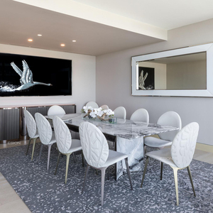 Juego de mesa laminada de mármol natural, mesa de comedor con patas de acero inoxidable, forma <span class=keywords><strong>rectangular</strong></span>, 10 asientos - Product Image 1