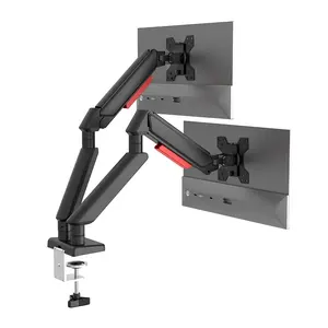 Manufactory Direct Black 17-32Inch Gaming Adjustable 90 Degree Tilt Dual Monitor Stand Arm For Desk Pc Mount Vesa 75X75