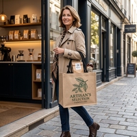 Sac fourre-tout écologique en toile de jute réutilisable, de haute qualité, populaire, promotionnel, pour les courses, avec logo personnalisé