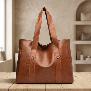 BS INTERNATIONAL Sacs à main pour femmes en cuir véritable 100% personnalisables avec deux fermetures éclair, imperméables, écologiques, légers et luxueux - Product Image 1