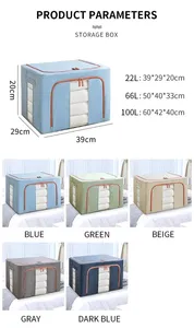 Hộp lưu trữ vải gấp Chống bụi chống ẩm với khung thép tùy chỉnh logo dây kéo hộp lưu trữ vải - Product Image 2