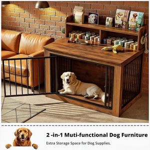 Kandang Anjing Ekstra Besar 43.3x41.1x30 Inci Kayu Rekayasa Logam Tahan Lama Mudah Dirakit Penutup Kait 4 Pengait - Product Image 4