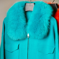 Nouveauté, ensemble de 2 pièces pour femmes, manteau en tricot décontracté avec pantalon, col en fourrure de renard, pull en fourrure, ensemble en cachemire et fourrure