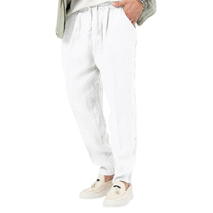Haute qualité été hommes respirant coton lin pantalon <span class=keywords><strong>d</strong></span>écontracté sport coton pantalon personnalisé coton lin pantalon pour hommes - Product Image 6