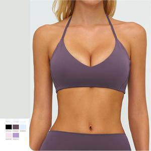Sujetador deportivo de secado rápido con diseño de corsé, espalda hueca y hermosa, ideal para gimnasio, estilo moderno, con tirantes halter seguros, para correr. - Product Image 1