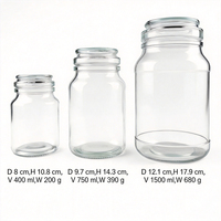 Jarra de Vidrio para Café Directo de Fábrica, 400ml 750ml 1500ml, Jarra de Almacenamiento de Vidrio de Alta Calidad con Tapa de Vidrio