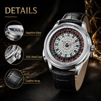 Montre mécanique de luxe pour homme Jacob & Co. avec cadran rotatif à roulette et diamants en cristal, style casino