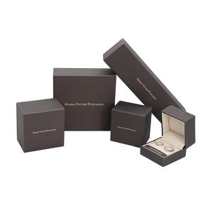 Vente en gros de boîte à bagues collier bracelet boucle d'oreille emballage de bijoux boîte à bijoux personnalisée en cuir PU <span class=keywords><strong>champagne</strong></span> haut de gamme avec logo - Product Image 1